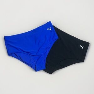 NWOT Puma Black and Blue Swim Bikini Bottoms High Rise sz M w Sanitary Sticker